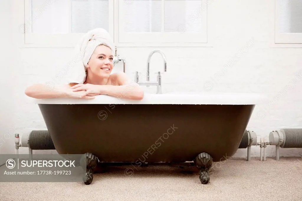 Woman in vintage bath