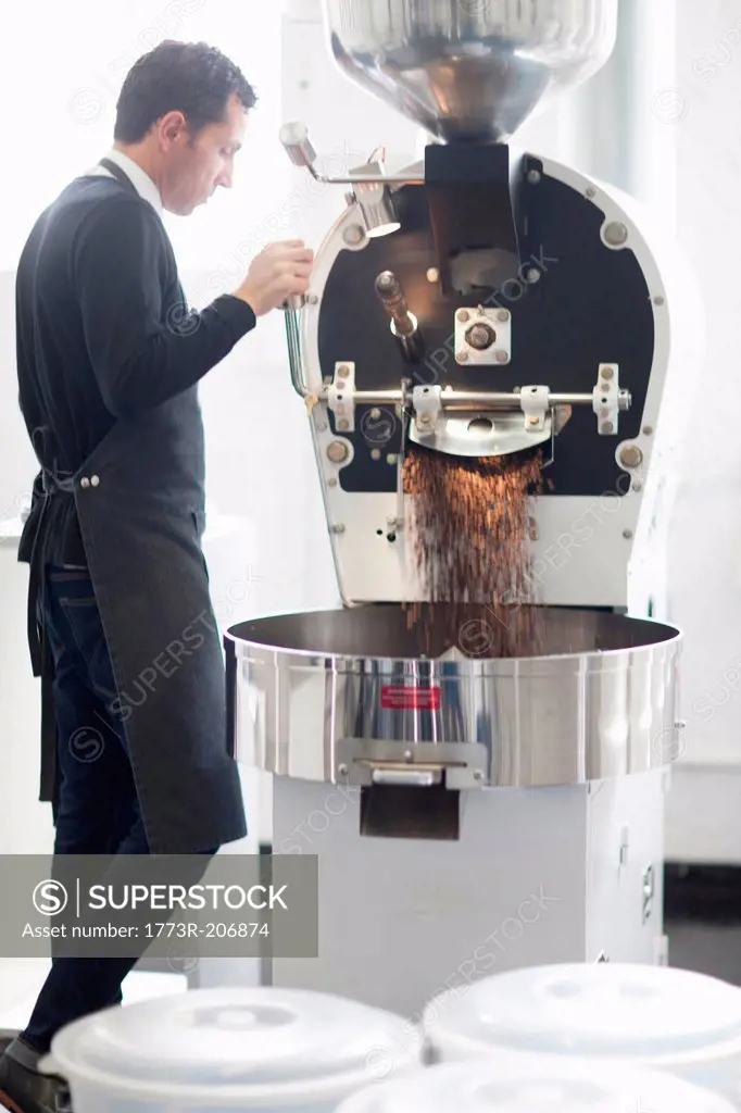 Barista with coffee machine