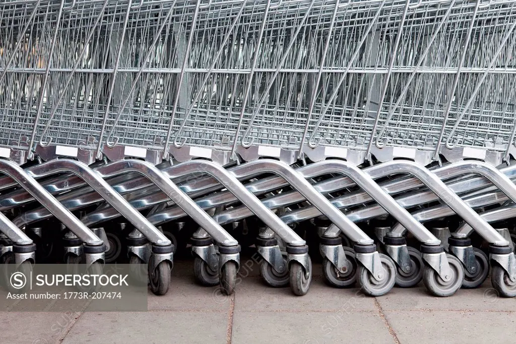 Shopping trolleys in a row