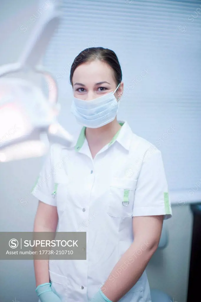Portrait of a young dental nurse wearing surgical mask