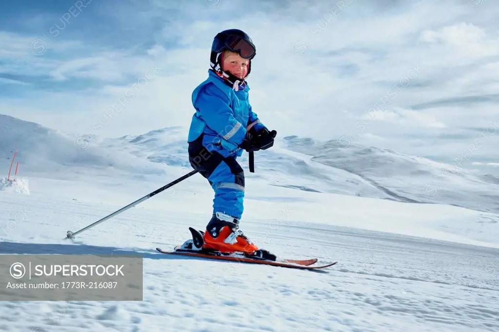 Young boy skiing, Hermavan, Sweden