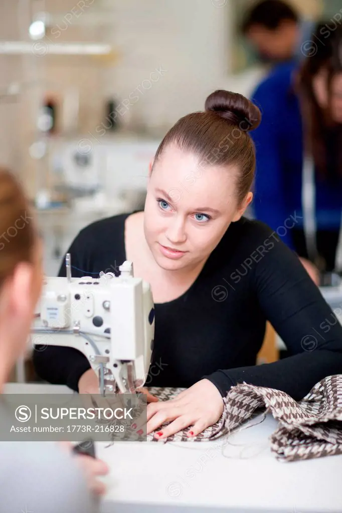 Fashion design students in class