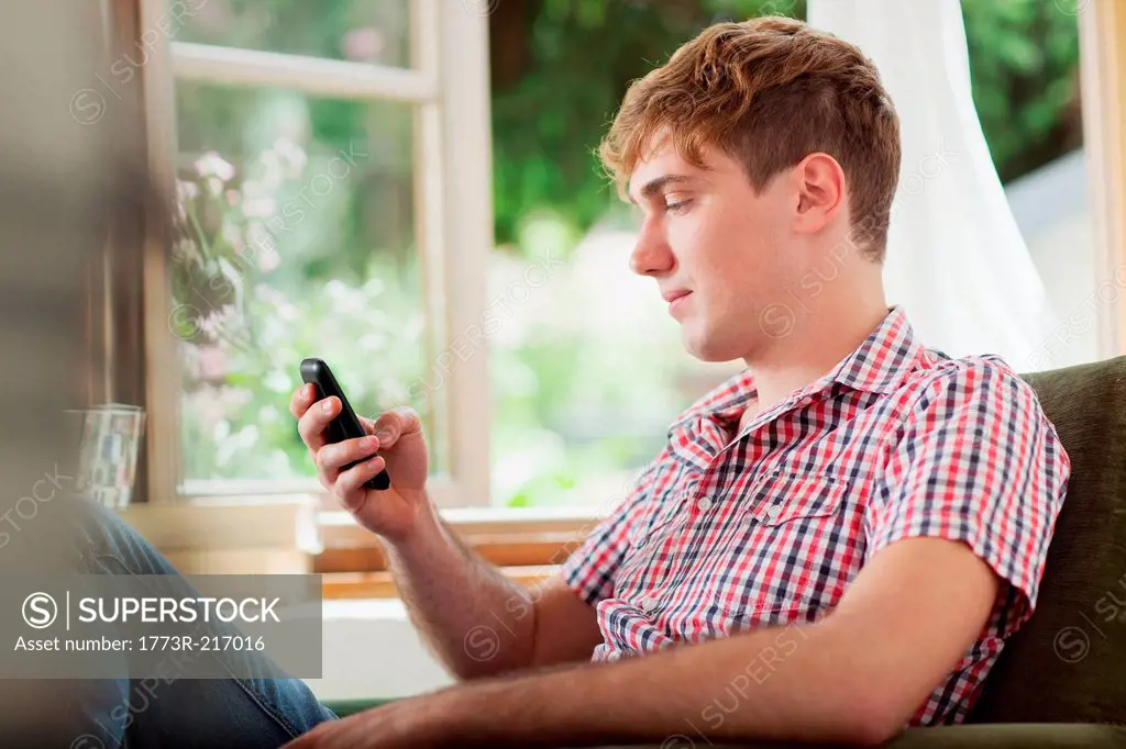 Young man using smartphone