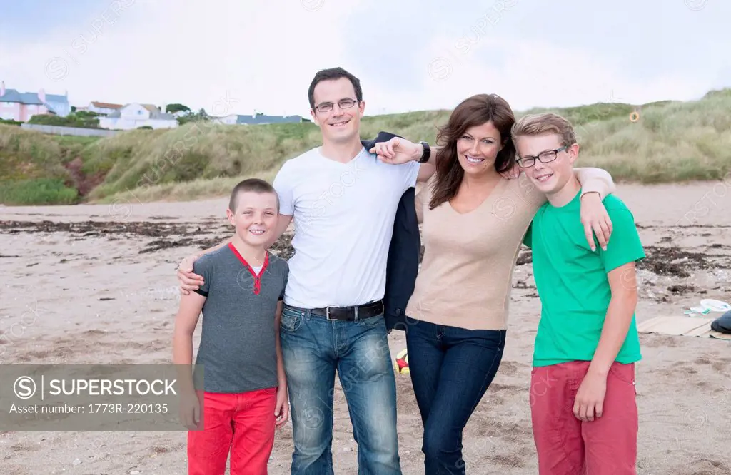 Portrait of family on beach