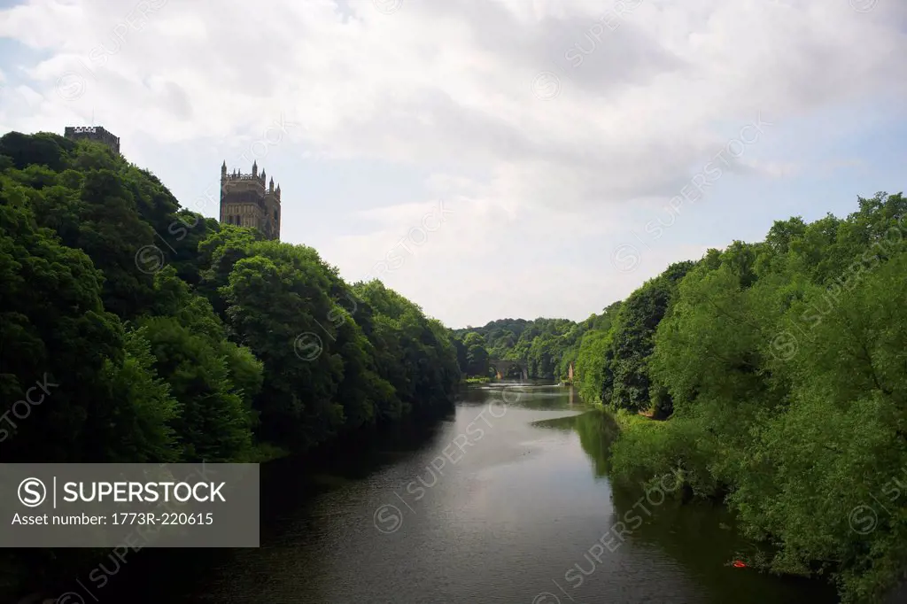 View of river wear and Durham cathedral, United Kingdom