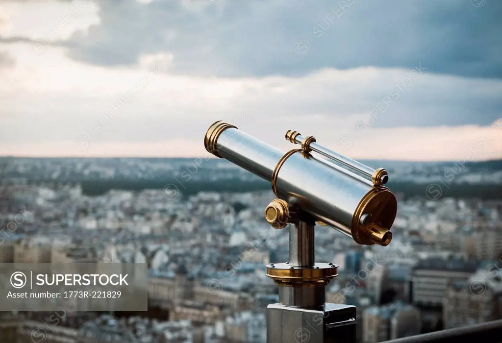 Telescope at top of Eiffel Tower, Paris, France