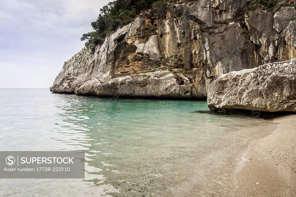 Cliffs and beach, Cala Goloritze, Sardinia, Italy