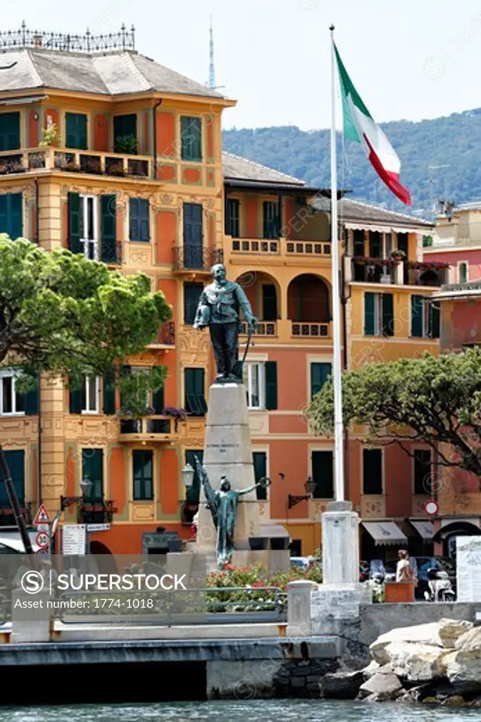 Italy, Liguria, Santa Margherita, Statue of Victor Emmanuel II, King of Italy