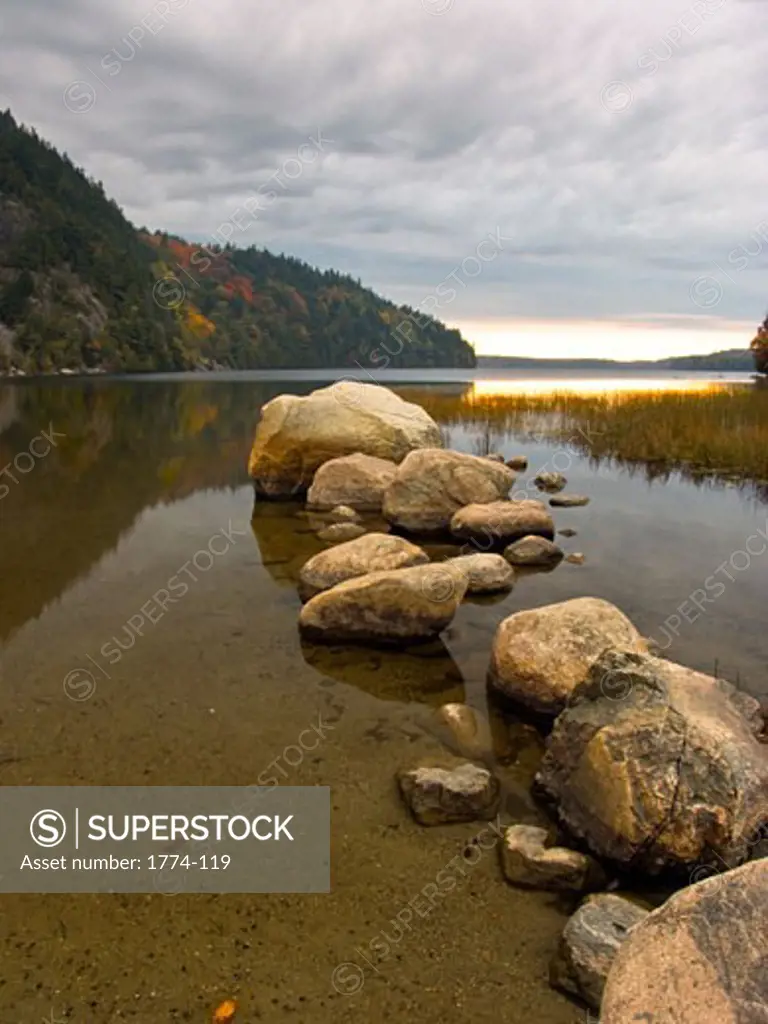 Rocks in a lake, Echo Lake, Acadia National Park, Hancock County, Maine, USA