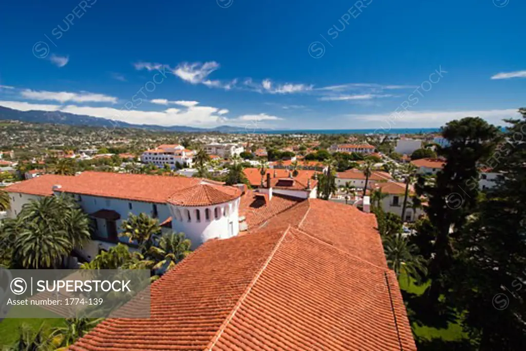 Red Tile Roofs of Santa Barbara, as Viewed from the Historic Courthouse,California,USA