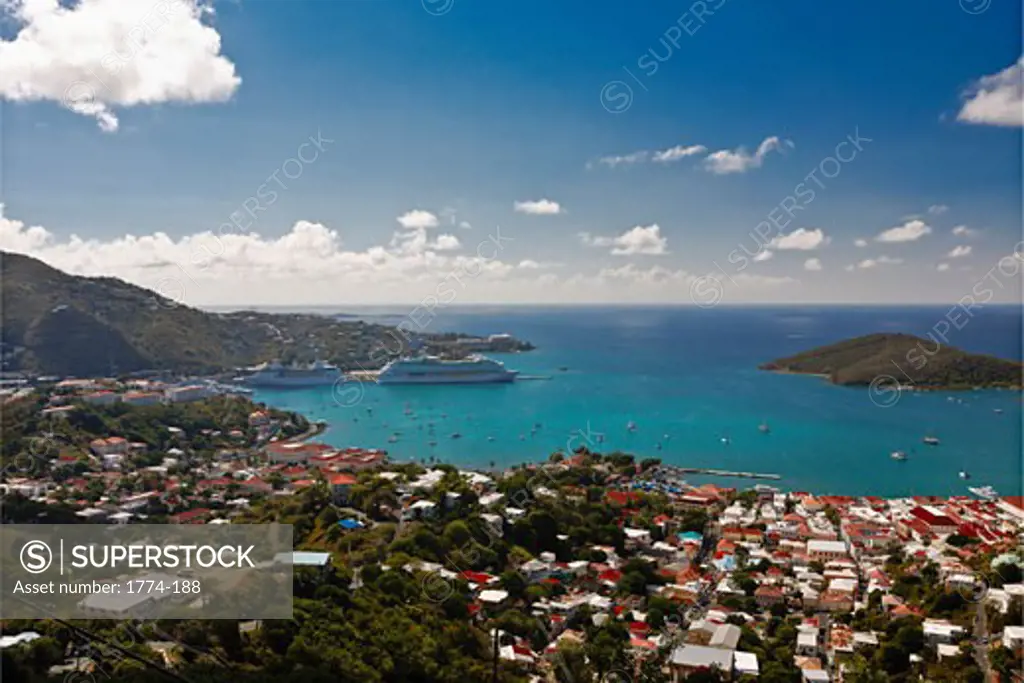 Aerial View of a Harbor, Charlotte Amelie, St Thomas, US Virgin Islands
