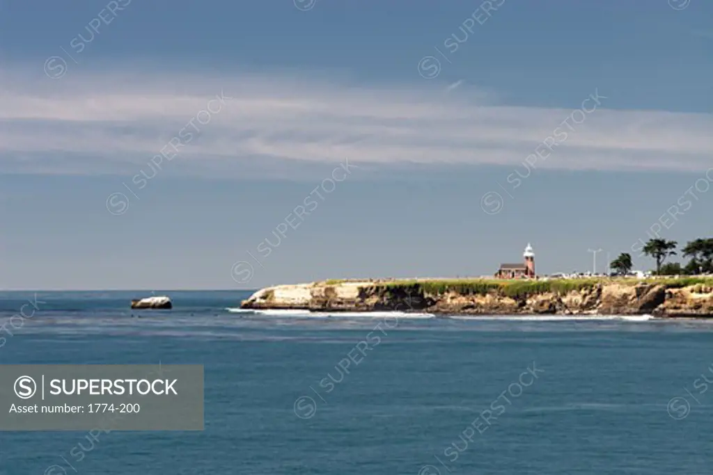 View of the Surfer's Point with a Lighthouse, Santa Cruz, California, USA 