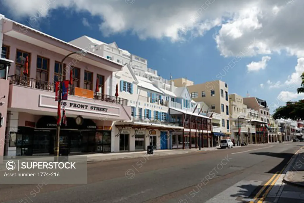 Buildings along a street, Front Street, Hamilton, Bermuda