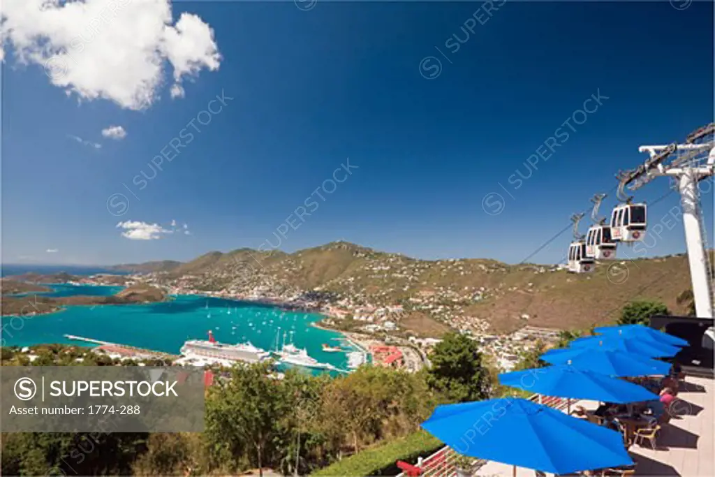 High angle view of a cityscape, Charlotte Amalie, St. Thomas, US Virgin Islands