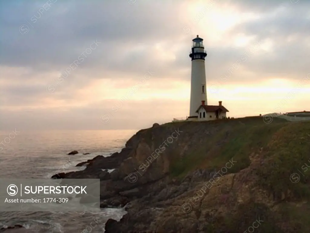 Lighthouse at the coast, Pigeon Point Lighthouse, San Mateo County, California, USA