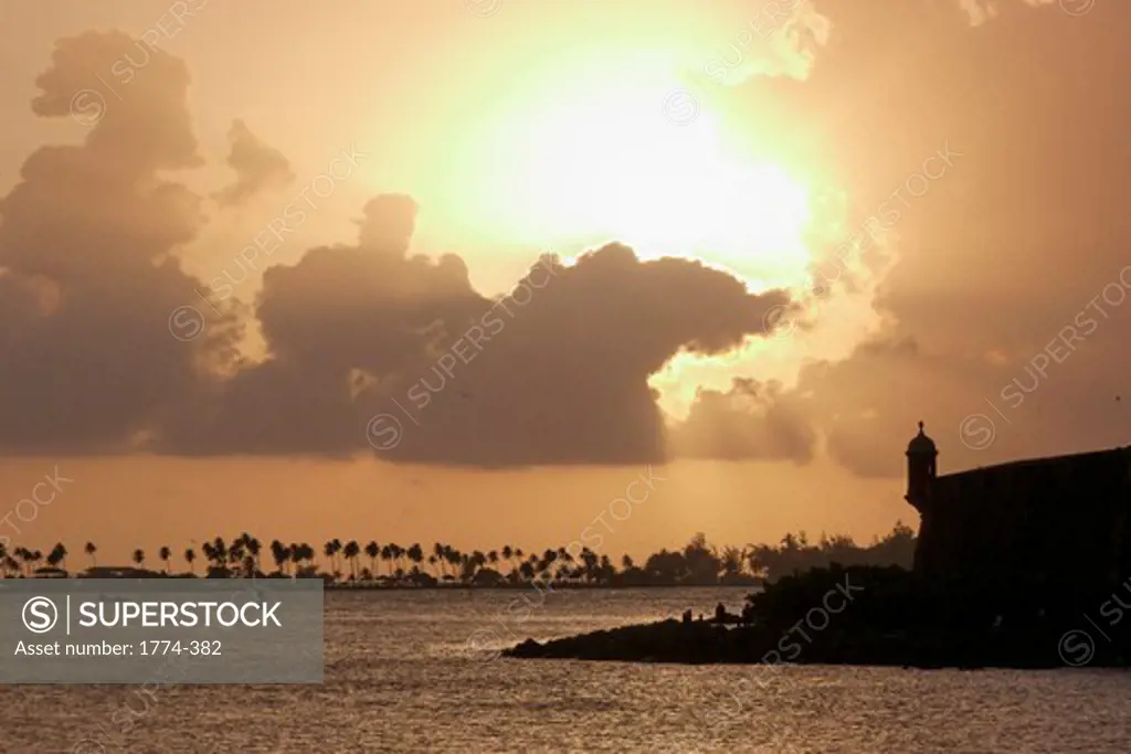 Ocean at sunset, San Juan Bay, San Juan, Puerto Rico