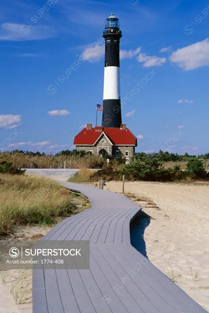 Boardwalk Leading to the Fire Island Lighthouse, Long Island, New York, USA