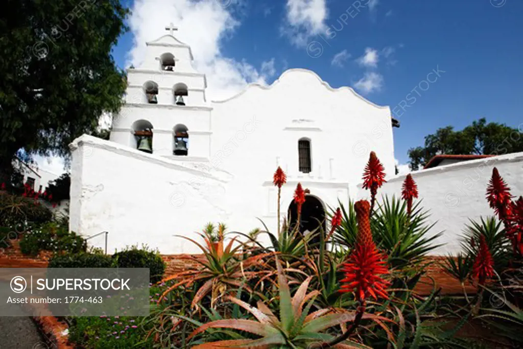 Low angle view of a church, Mission Basilica San Diego De Alcala, San Diego, California, USA