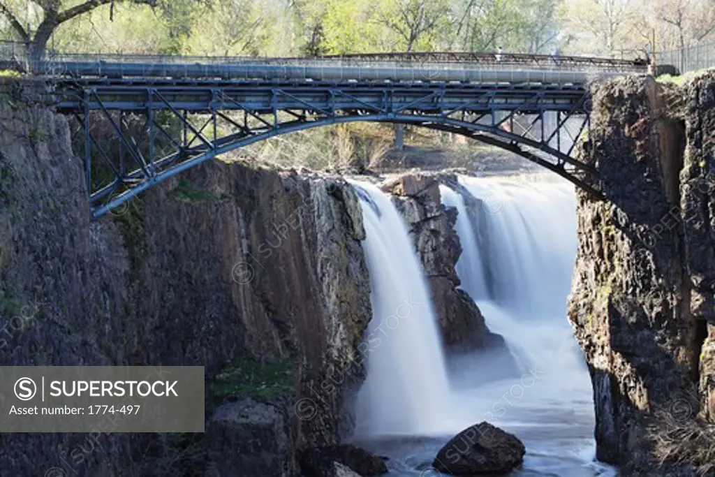 Waterfall into a river, Great Falls, Passaic River, Paterson, Passaic County, New Jersey, USA