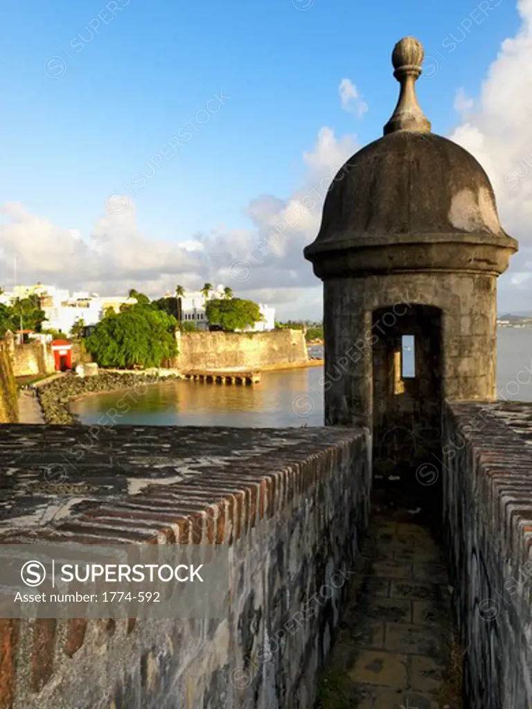 Puerto Rico, San Juan, Old San Juan, Sentry Post on old city wall