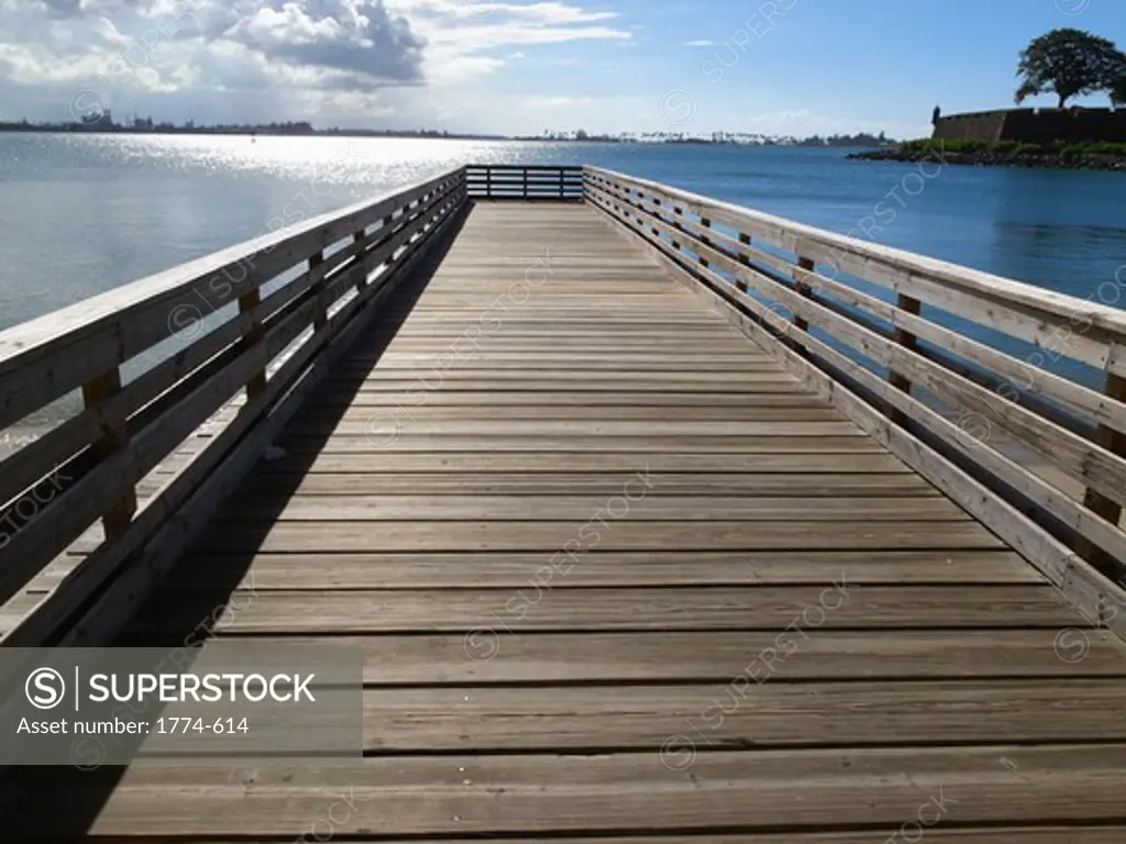 Puerto Rico, Wooden pier in San Juan Bay