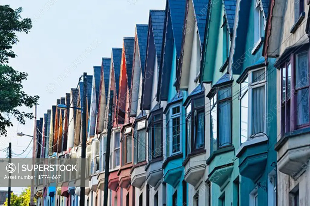 Multi-Colored houses in a row in a town, Cobh, County Cork, Munster, Republic of Ireland
