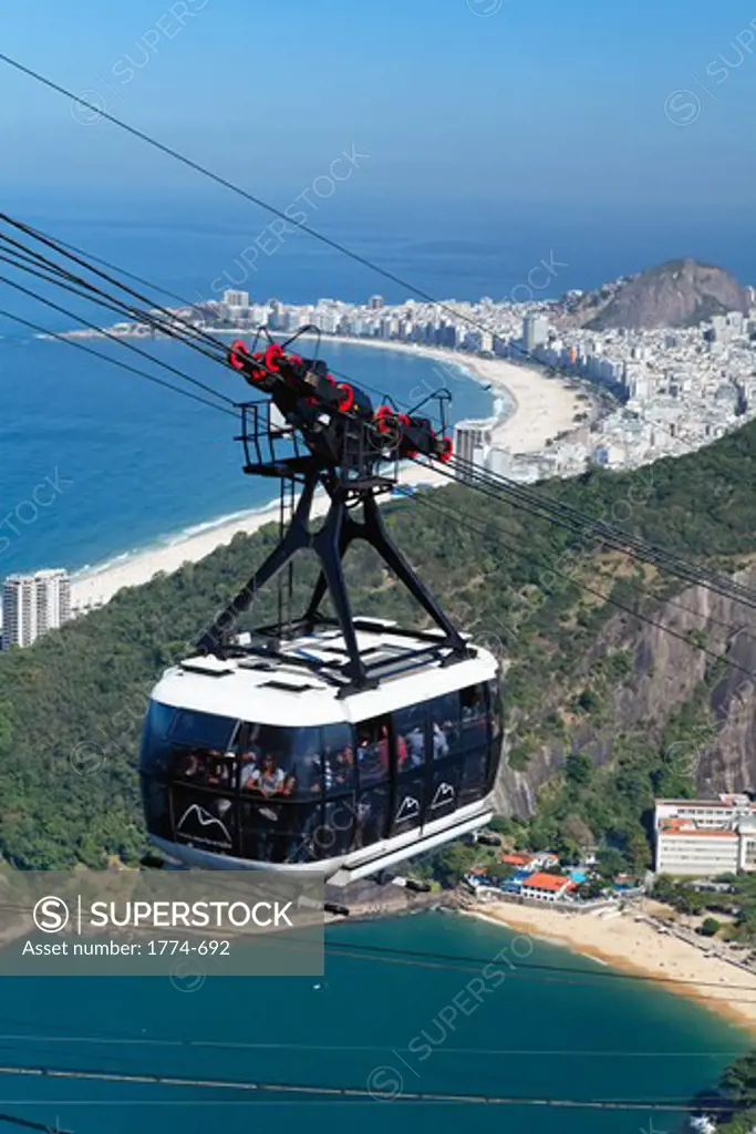 Brazil, Rio de Janeiro, Sugarloaf Mountain, Ascending Cable Car