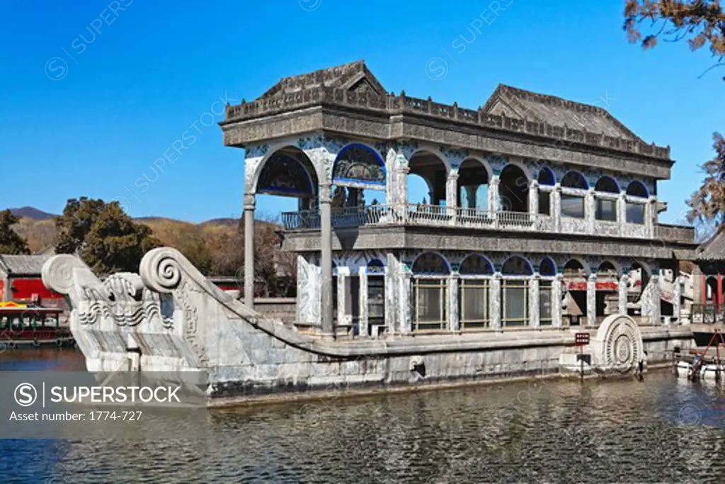 China, Beijing, Summer Palace, Marble Boat on Kunming Lake
