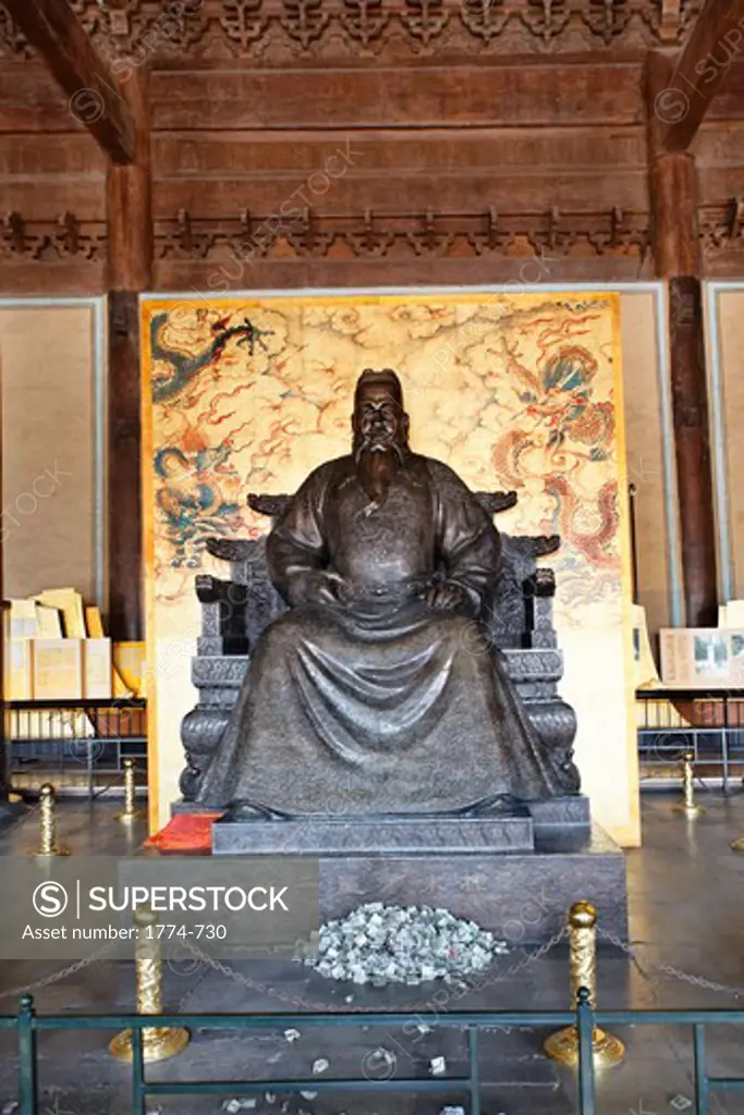 China, Beijing, Changping District, Emperor Yongle's Statue in Ming Tombs