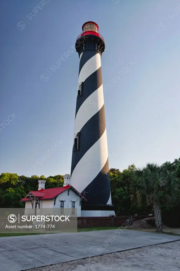 USA, Florida, Low Angle Vertical View of St. Augustine Lighthouse