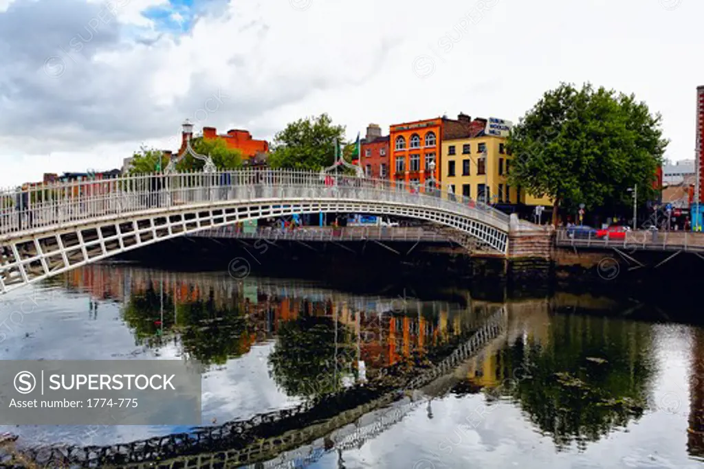 Republic of Ireland, Dublin, Halfpenny Bridge Over Liffy River