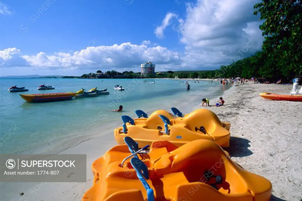 Puerto Rico, Guanica, Playa Santa, Paddle Boats on Beach