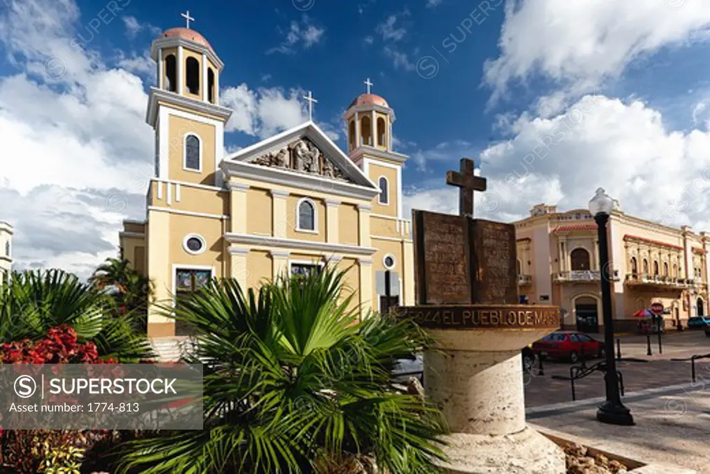 Puerto Rico, Mayaguez, Low Angle View of Our Lady of Candelaria Cathedral