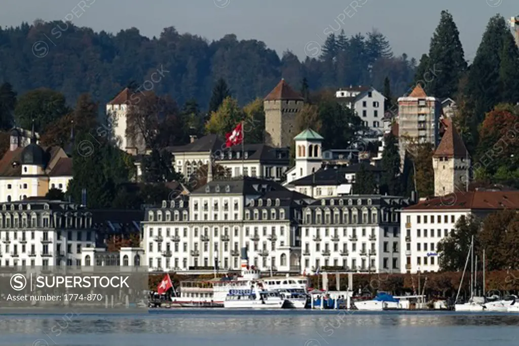 Buildings at the waterfront, Lake Lucerne, Lucerne, Switzerland