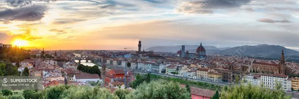 Italy, Tuscany, Florence, Sunset panorama