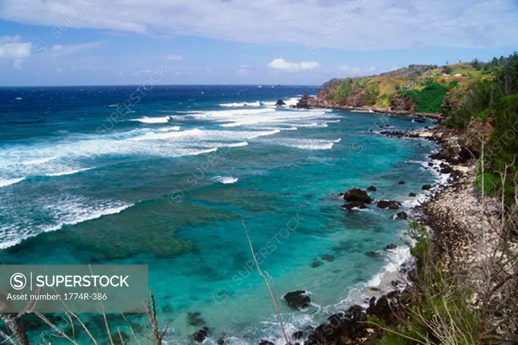 Hawaii Islands, Maui, Black Rock Beach, Scenics view of beach 