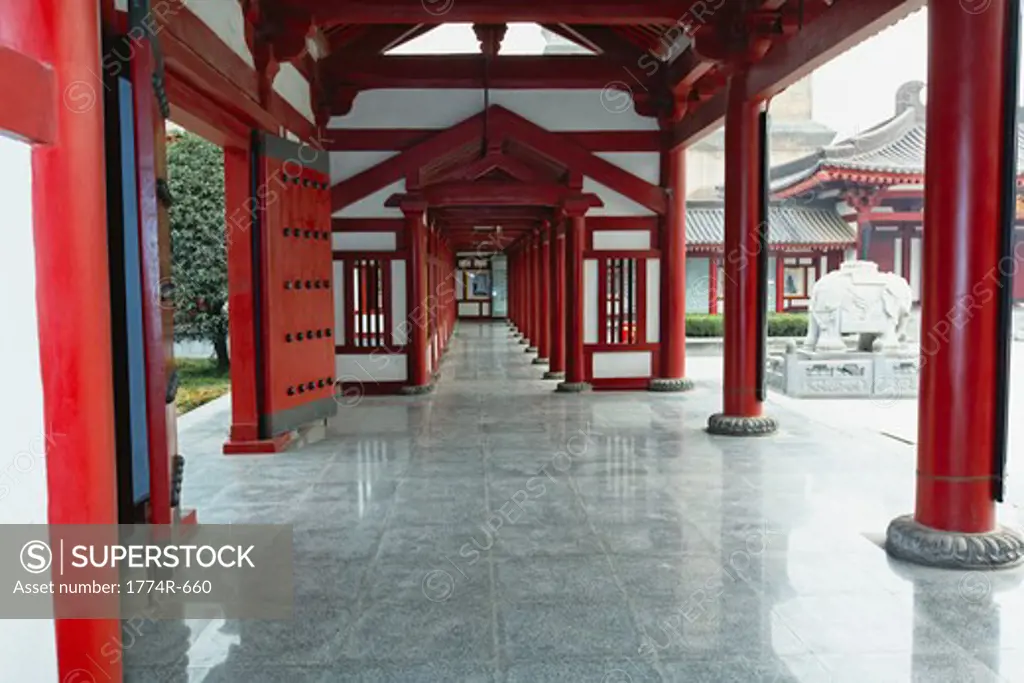 China, Shaanxi, Xian, Inner walkway in Big Wild Goose Pagoda