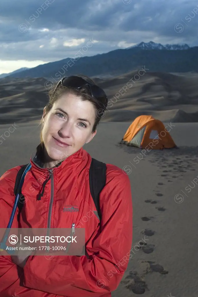 Posing for a portrait while camping at The Great Sand Dunes National Park