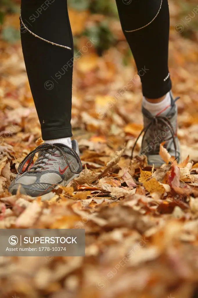 Rose Cowles runs through the fall leaves on the Boogerman Loop trail in the Cataloochee area of the Great Smoky Mountains Nation