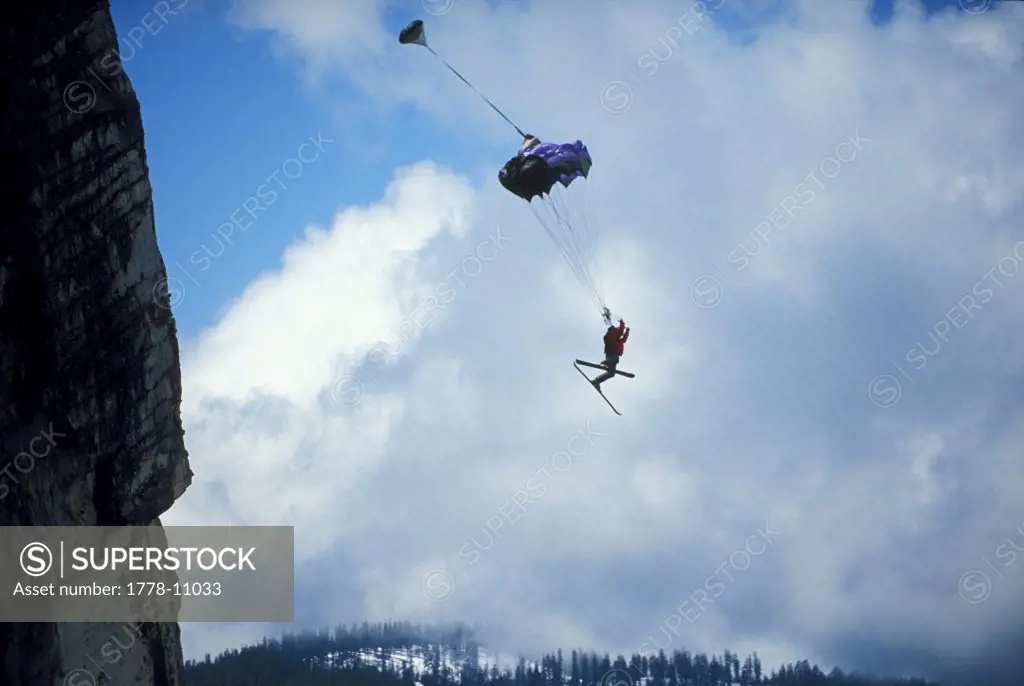 Ski-BASE jumper near Lake Tahoe