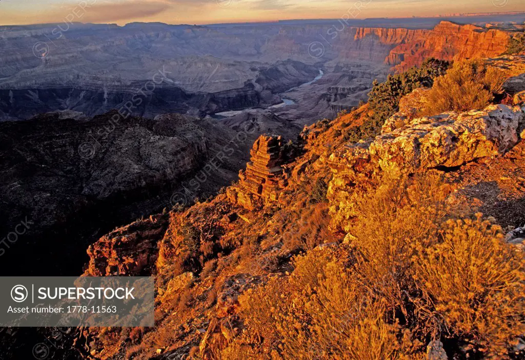 Grand Canyon National Park Overview at Sunset