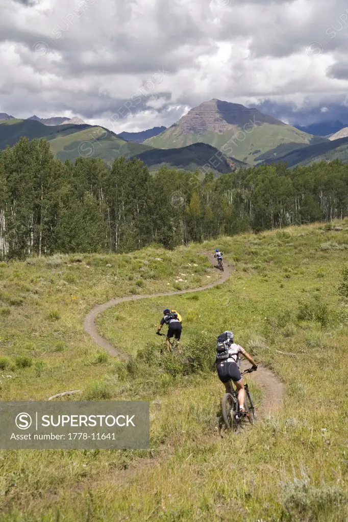 mountain bikers on trail in Colorado