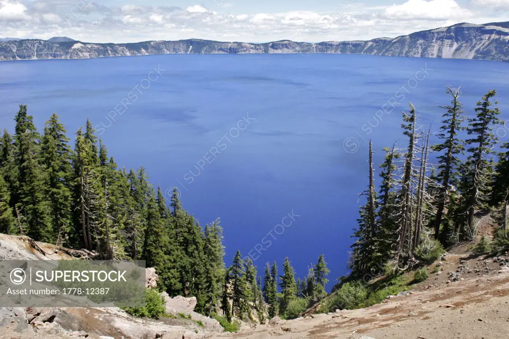 The scenic Crater Lake in Crater Lake National Park, Oregon
