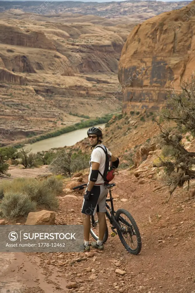 A man mountain biking in Moab, Utah