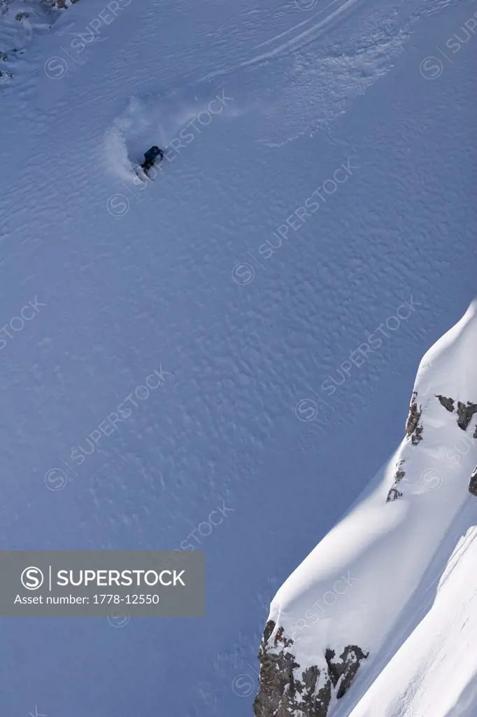 Man skiing on sunny day, Jackson Hole, Wyoming