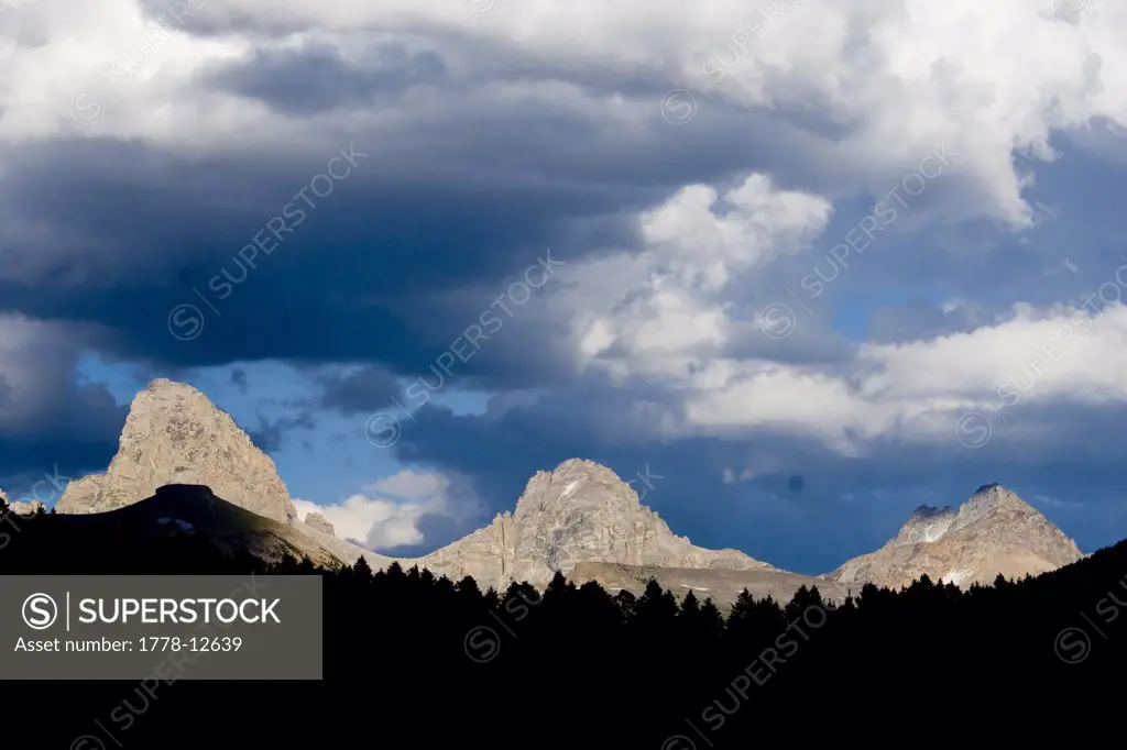 Teton mountains and storm clouds, Wyoming