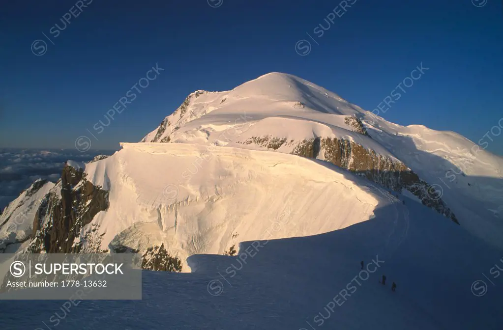 Climbers traversing Mont Blanc