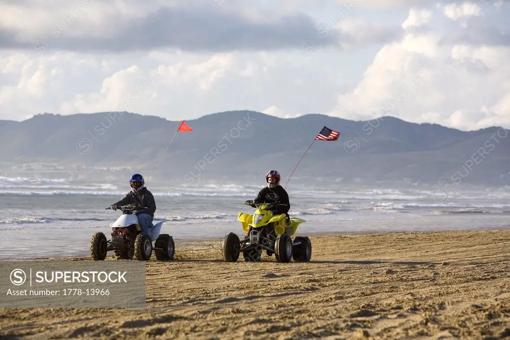 Driving a quad (4-wheelers), Pismo Beach, California (Oceano State Vehicle Recreation Area)