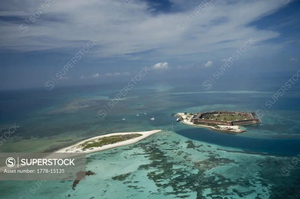 Aerial view Fort Jefferson on Garden Key, Dry Tortugas