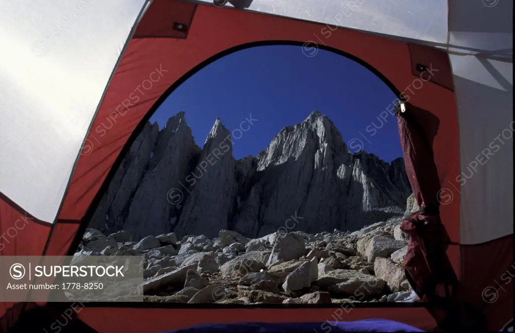 Mt Whitney from inside tent